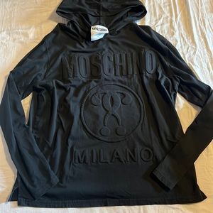 All black hooded Moschino long sleeve